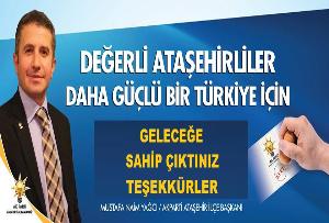 Geleceğine Sahip Çıktın, Teşekkürler ATAŞEHİR...  ‪#‎Elhamdülillah‬